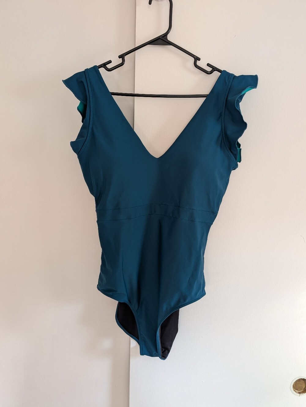 Summersalt Backflip Teal One-Piece Swimsuit Flutter Sleeves Size 12 Long Torso